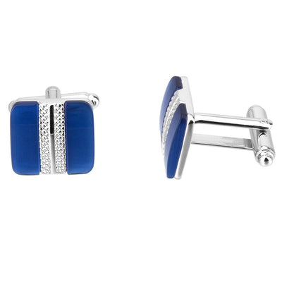 Gemelos de Negocios Ópalo Azul con Incrustaciones de Metal - Image 3