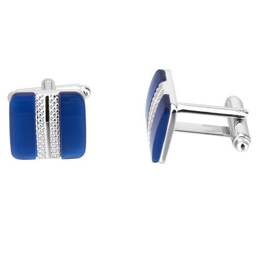 Gemelos de Negocios Ópalo Azul con Incrustaciones de Metal - Image 3