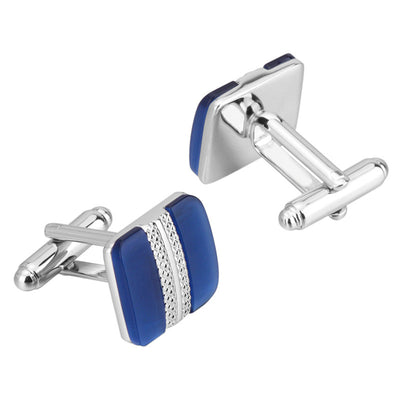 Gemelos de Negocios Ópalo Azul con Incrustaciones de Metal - Image 5