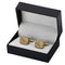 Gemelos de Camisa Metal Bronce Retorcido Verde