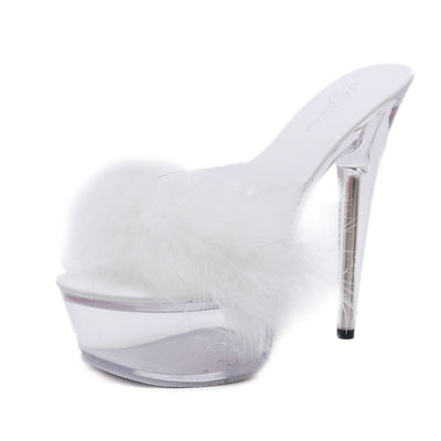 Tacones Altos con Plataforma Fina y Cristal Transparente