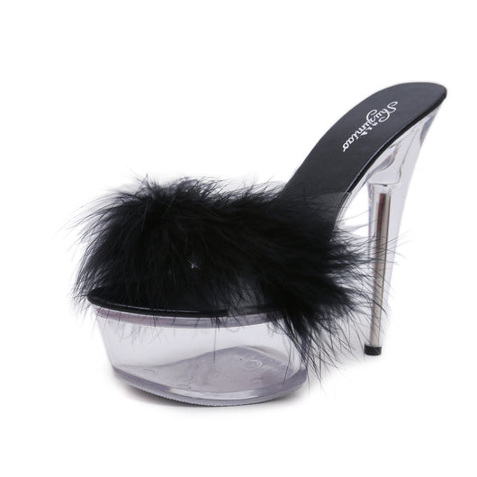 Tacones Altos con Plataforma Fina y Cristal Transparente - Image 2