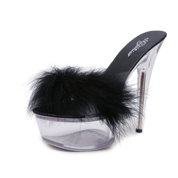 Tacones Altos con Plataforma Fina y Cristal Transparente