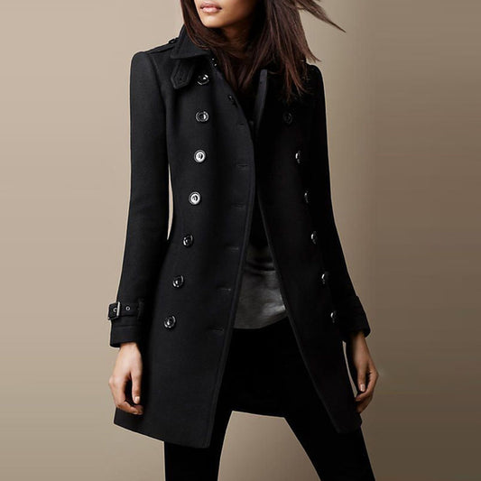 Abrigo de Lana Doble Botonadura para Mujer - Elegante Sobretodo Suelto para Otoño e Invierno - Image 2