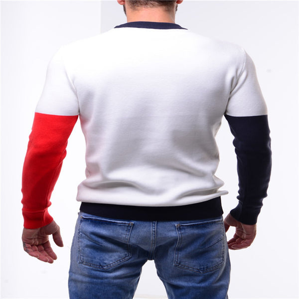 Blusa de Punto Cuello Redondo con Mangas Largas y Detalles en Color Combinado