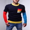 Blusa de Punto Cuello Redondo con Mangas Largas y Detalles en Color Combinado