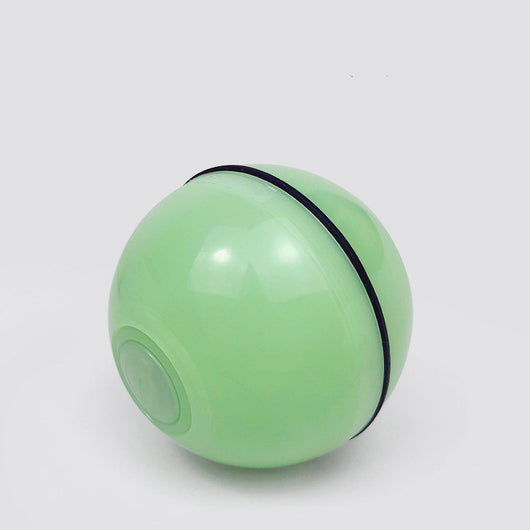 White LED laser electronic rolling pet toy ball with a feather attachment and a separate bell attachment. - Image 6