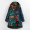 Chaqueta de Algodón Retro con Estampado Étnico Floral para Talla Grande