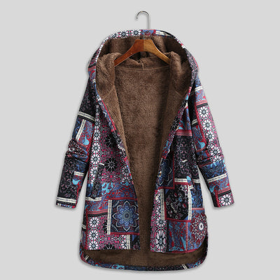 Chaqueta de Algodón Retro con Estampado Étnico Floral para Talla Grande - Image 2
