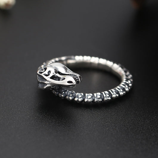 Anillo Abierto de Esqueleto de Dinosaurio en Plata Tailandesa para Hombre - Image 3