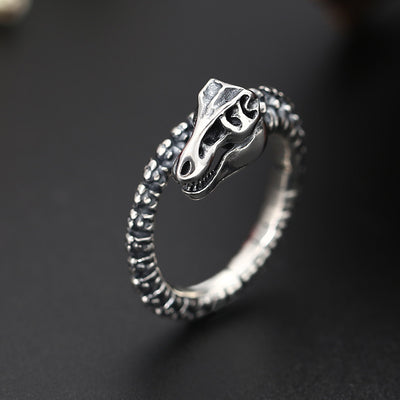 Anillo Abierto de Esqueleto de Dinosaurio en Plata Tailandesa para Hombre - Image 2