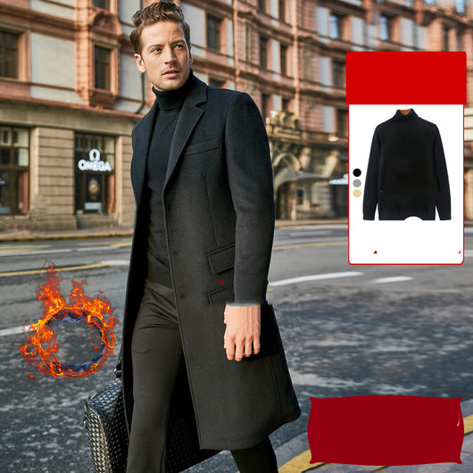 Abrigo de Lana Largo para Hombre - Sobretodo Elegante Tipo Trinchera - Image 8