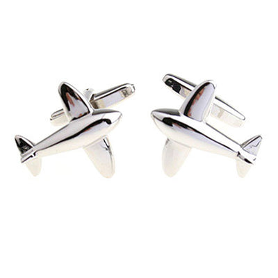 Gemelos de Avión Metálico Brillante para Camisas de Puño Francés