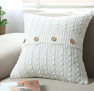 Funda de Almohada Tejida con Botones de Doble Giro sin Núcleo - Image 5