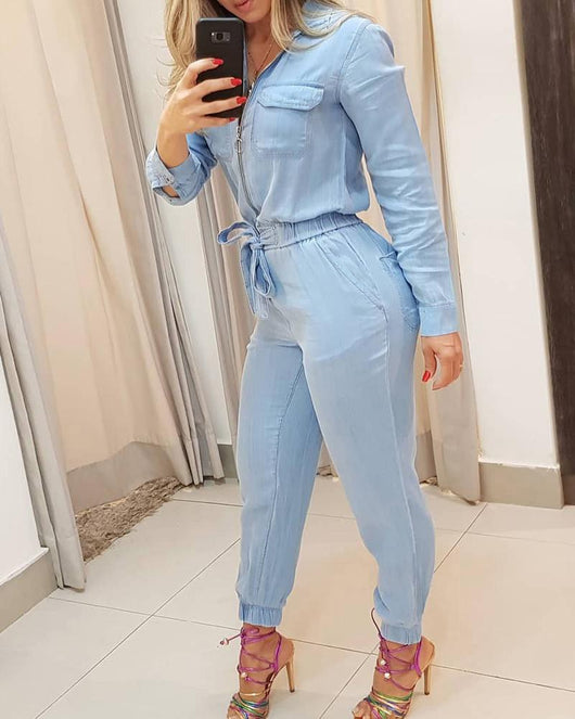 Mono Azul para Mujer con Cierre Frontal - Image 9