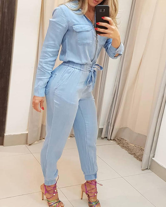 Mono Azul para Mujer con Cierre Frontal - Image 3