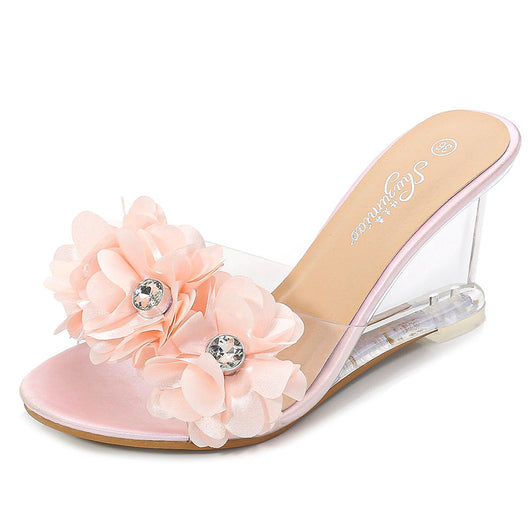 Sandalia de Tacón Transparente Floral para Verano - Image 2