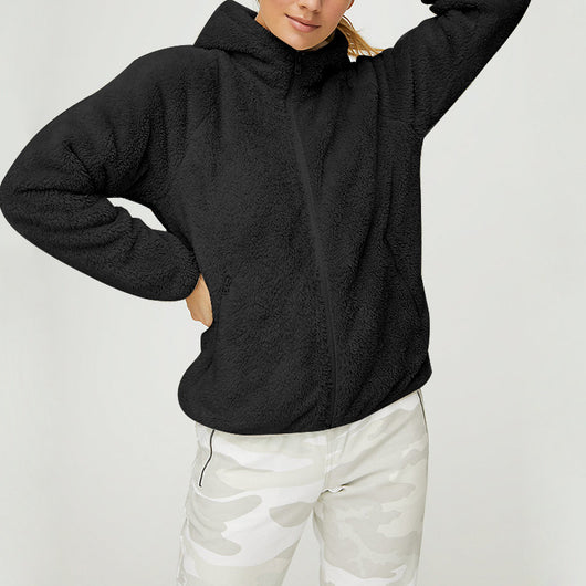 Sudadera con Capucha de Forro Polar de Color Sólido - Image 11