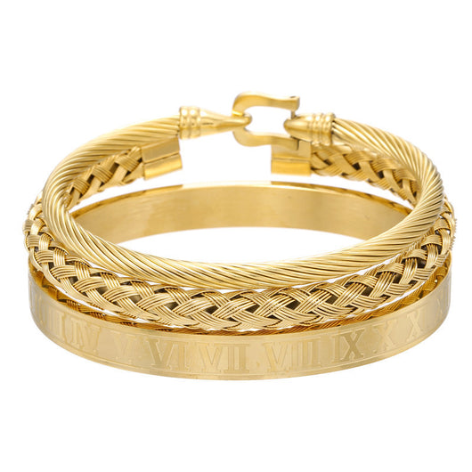 Pulsera de Acero Titanio para Hombre - Diseño Tejido Abierto con Personalidad