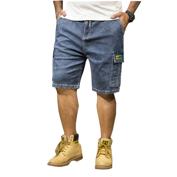 Shorts de Mezclilla Rectos Casuales con Detalles de Herramientas Talla Grande para Hombre - Image 5
