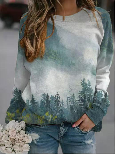 Suéter Largo con Estampado de Paisaje para Mujer - Image 4