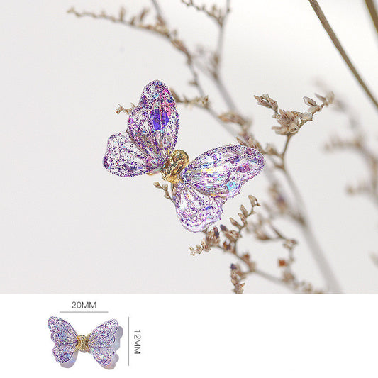 Decoración de Uñas Hada Mariposa con Diamantes Brillantes