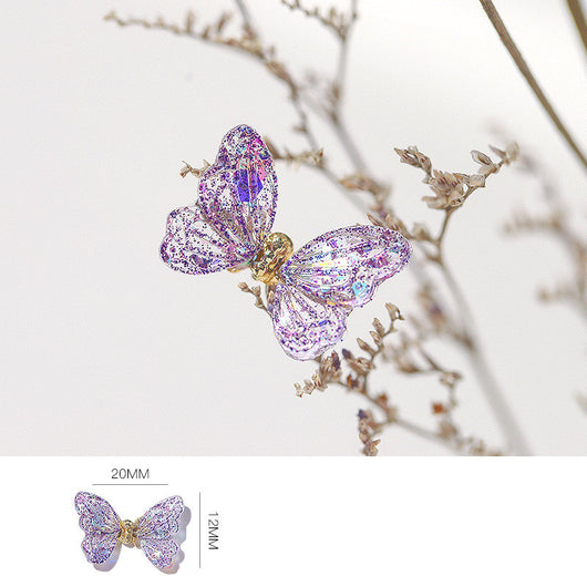 Decoración de Uñas Hada Mariposa con Diamantes Brillantes