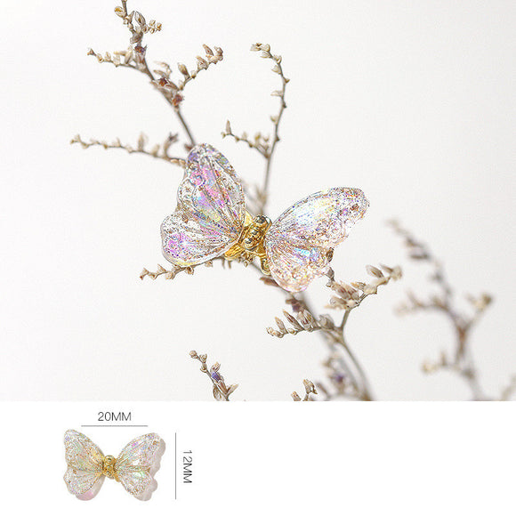 Decoración de Uñas Hada Mariposa con Diamantes Brillantes