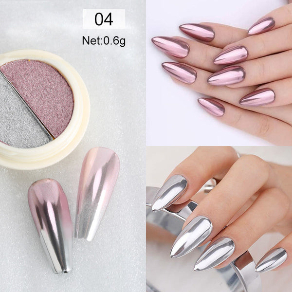 Polvo Espejo Láser Doble Color Oro y Plata con Efecto Onda Acuática