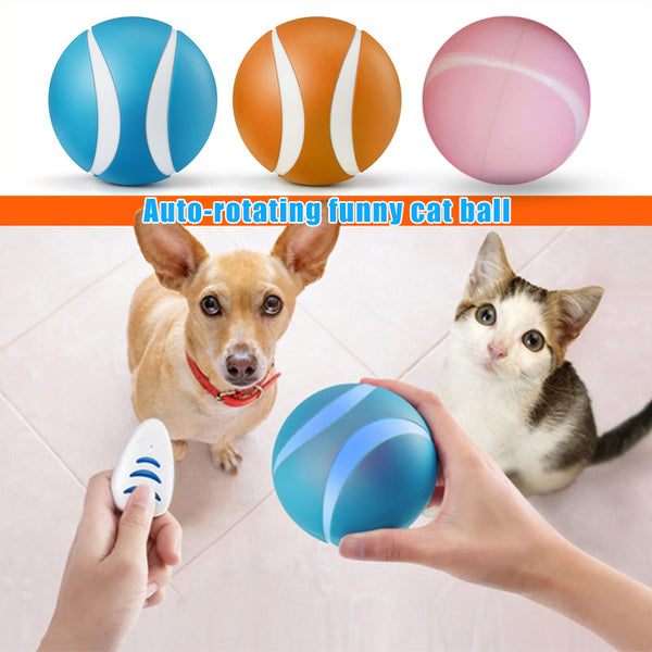 Pink wireless smart remote control pet toy with a white stripe and LED flashing lights.
