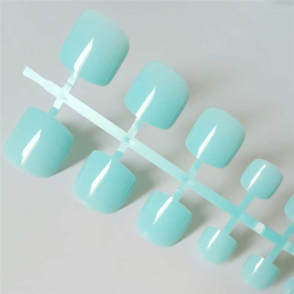 Uñas Postizas Cuadradas Verde Brillante - Press On Nails Acrílico