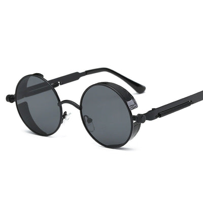Austin Powers vintage round metal frame sunglasses with clear lenses, gold frames, and black temple tips. - Image 8