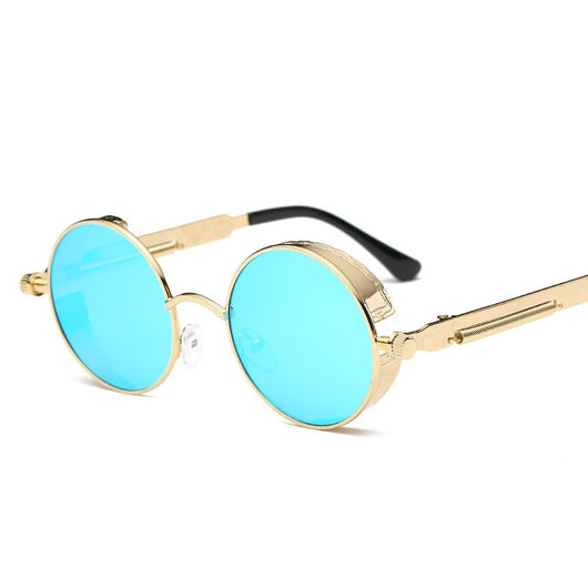 Austin Powers vintage round metal frame sunglasses with clear lenses, gold frames, and black temple tips. - Image 34