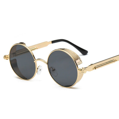 Austin Powers vintage round metal frame sunglasses with clear lenses, gold frames, and black temple tips. - Image 32