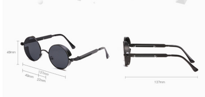 Austin Powers vintage round metal frame sunglasses with clear lenses, gold frames, and black temple tips. - Image 30
