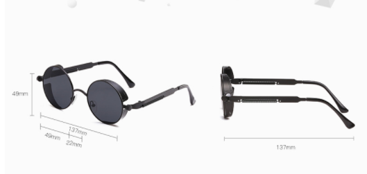 Austin Powers vintage round metal frame sunglasses with clear lenses, gold frames, and black temple tips. - Image 30