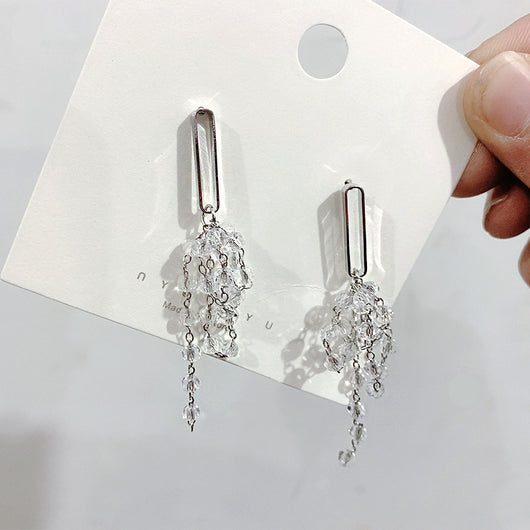 Aretes de Lujo con Cristales en Racimo y Flecos - Image 7