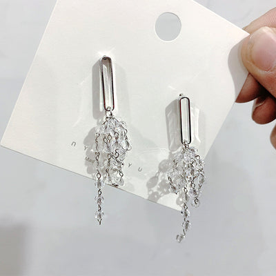 Aretes de Lujo con Cristales en Racimo y Flecos - Image 3