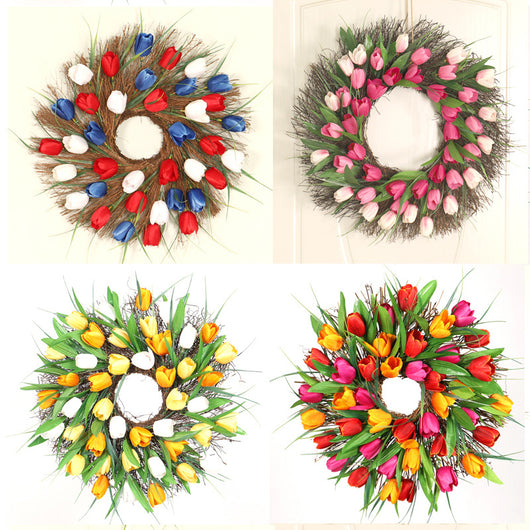 Guirnalda de Tulipanes Simulados con Hojas Largas para Decoración del Hogar - Image 12
