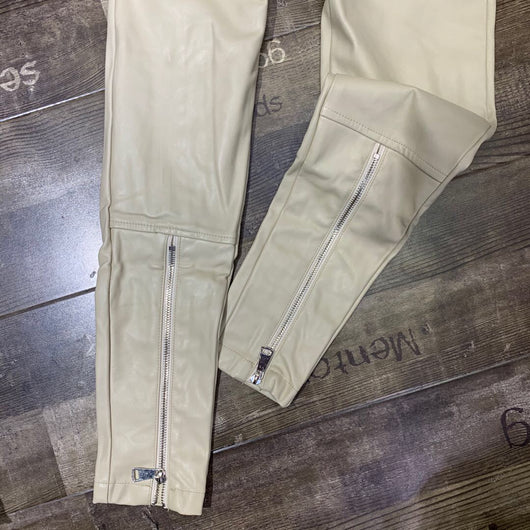 Pantalones de Cuero con Cintura Elástica y Cierre de Cremallera - Image 9