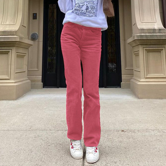 Pantalones Rectos de Pana para Mujer - Estilo Casual y Elegante