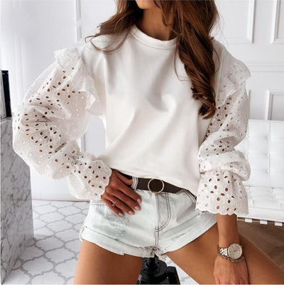 Chaqueta de Encaje con Costuras Combinadas - Estilo Europeo y Americano para Mujer - Image 4