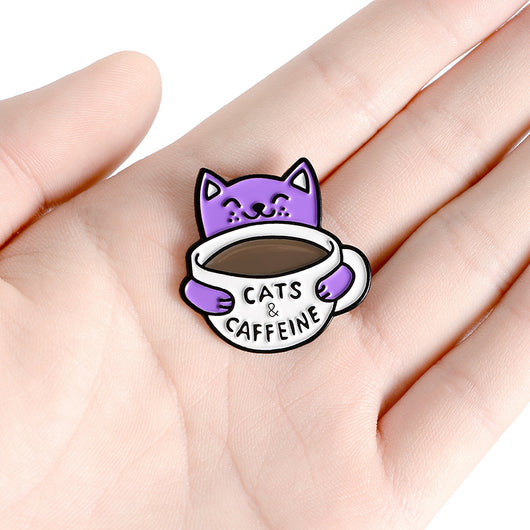 Broche Esmaltado Gato Tomando Café - Image 9