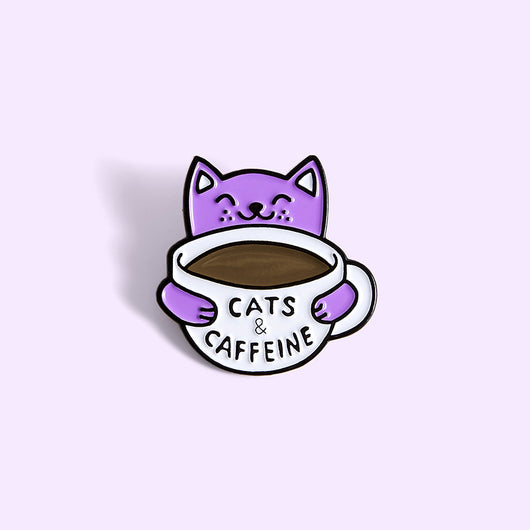 Broche Esmaltado Gato Tomando Café - Image 3