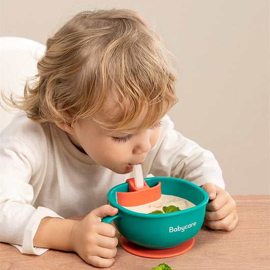 Plato de Succión 3 en 1 para Bebé con Popote - Vajilla Infantil de Aprendizaje