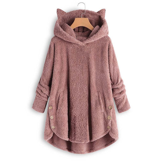 Blusa Abrigo Irregular con Botones de Felpa Estilo Europeo y Americano para Mujer - Image 12