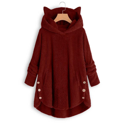 Blusa Abrigo Irregular con Botones de Felpa Estilo Europeo y Americano para Mujer - Image 10