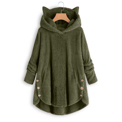 Blusa Abrigo Irregular con Botones de Felpa Estilo Europeo y Americano para Mujer - Image 13
