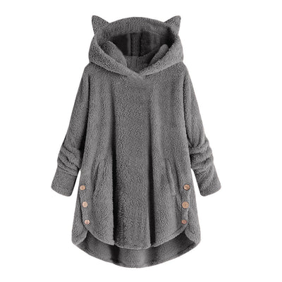 Blusa Abrigo Irregular con Botones de Felpa Estilo Europeo y Americano para Mujer - Image 8
