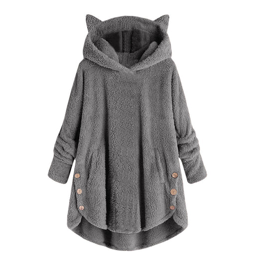 Blusa Abrigo Irregular con Botones de Felpa Estilo Europeo y Americano para Mujer - Image 8